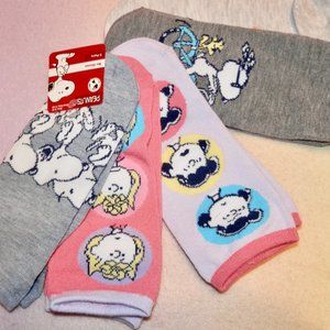 PEANUTS SNOOPY SOCKS 5 PAIRS PACK NO-SHOW SIZE 9-11, SHOE SIZE 4-10 (NEW)